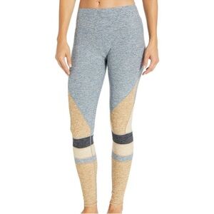 ALO Yoga Gray and Tan Colorblock Leggings
